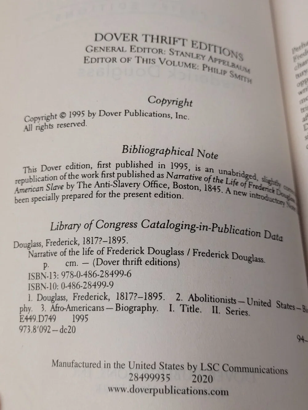 Narrative of the Life of Frederick Douglass - Blue Paperback